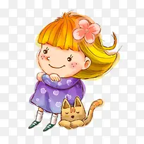 可爱的坐着的女孩设计