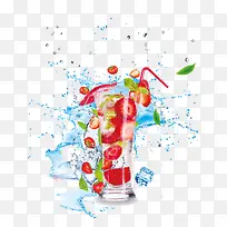 清凉创意水果饮料插画免抠