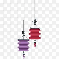 红色紫色节日灯笼