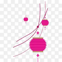紫色中国风灯笼装饰图案