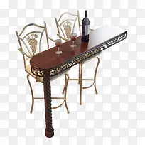 花纹棕色欧式酒柜吧台桌