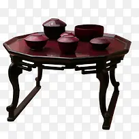 棕色中国风茶桌装饰图案