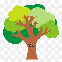 绿色卡通logo笑脸树干形状