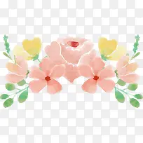 粉红水彩花丛标题框