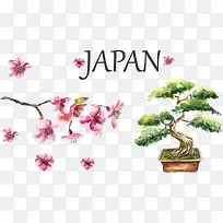 手绘水彩日本印象