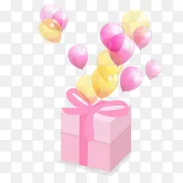 双十一粉色气球装饰精美粉色礼盒