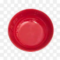红色的餐具碗俯视图