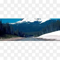 公路雪山背景banner