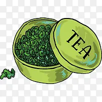 水彩卡通罐装茶叶