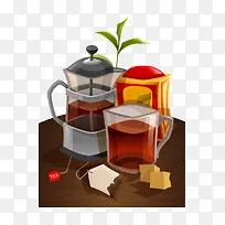 手绘桌面茶具红茶包茶叶