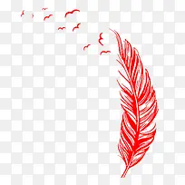 红色飘飞的羽毛