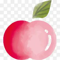 红色卡通水彩桃子