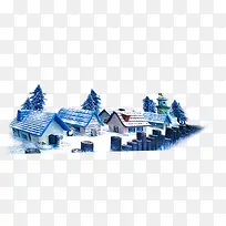 雪后冬天里的小村庄