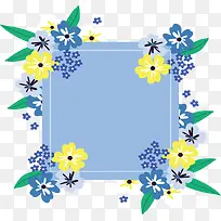 蓝白色春花装饰框