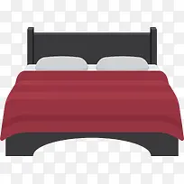 红色被子黑色的床