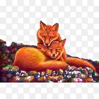 彩绘狐狸图案