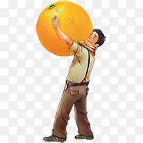 男人抱橙子