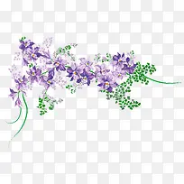 紫色小清新手绘花朵装饰图案