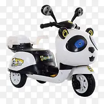 白色熊猫儿童电动摩托车