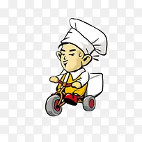 骑三轮车的送餐厨师