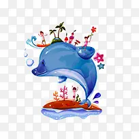 水彩海洋生物梦幻装饰插图