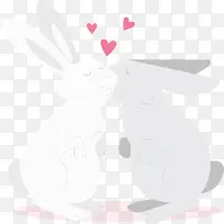 甜蜜亲吻的情侣兔子