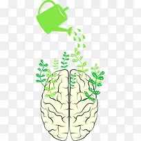 绿色健康大脑卡通图