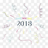 彩色礼花2018年贺卡矢量素材