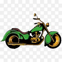手绘绿色炫酷摩托车