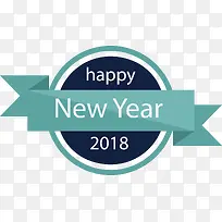 绿色彩带新年标签