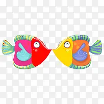 两只色彩艳丽的接吻鱼