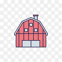 红色手绘线条房屋