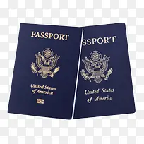 蓝色两本美国护照本实物