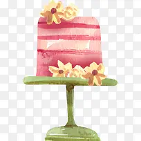 粉色花朵水彩蛋糕