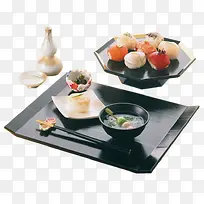日本鲜虾寿司和味增汤