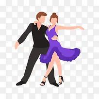 矢量卡通男女跳舞斗牛舞插画