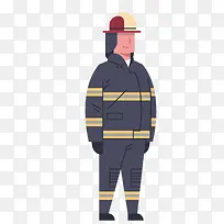 站立的卡通消防员