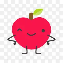 红色得意的苹果水果表情