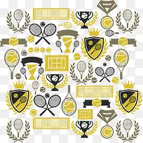 矢量图网球各式徽章标志