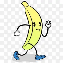 卡通手绘跑步的香蕉