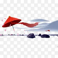 飞舞的红色油纸伞