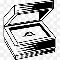 方形黑色手绘钻戒盒子