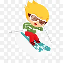 冬季滑雪的小男孩