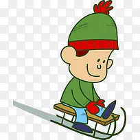 冬季滑雪橇的小男孩