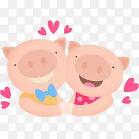 相爱的两只小猪猪卡通图