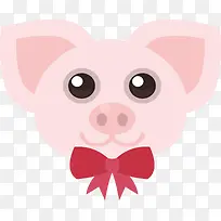 带领结的粉色小猪