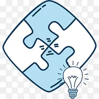 学生学习用品拼图灯泡设计素材