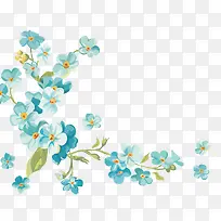 手绘小清新蓝色花卉