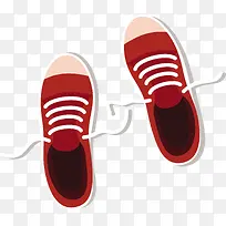 一双红色矢量帆布鞋