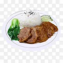 美食青菜鸡肉米饭